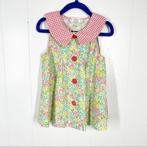 VINTAGE Mousefeathers Vintage Floral Gingham Color Dress 6T